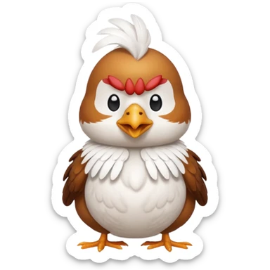 cute seated chicken in a white pile vest sticker