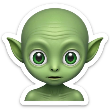 an old cute aliens with a little hair sticker