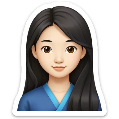 Long hair asian girl smirking sideways sticker