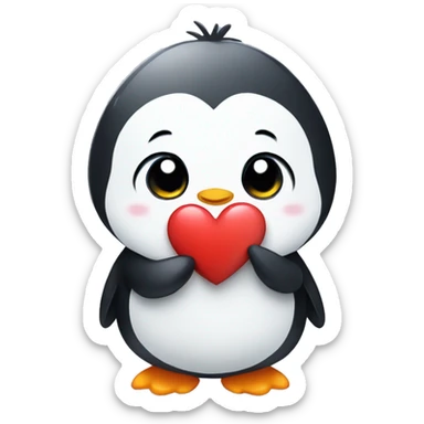 Cute penguin with heart sticker
