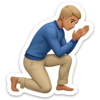 side view of a man kneeling and bowing, gesture of submission sticker