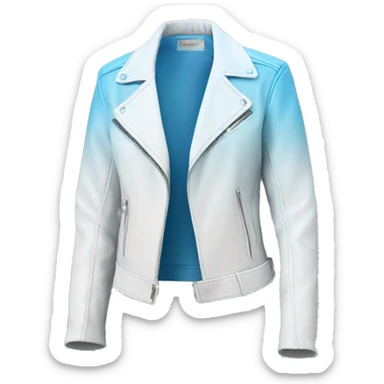 Realistic side view of a sky blue to white ombre fashion leather jacket. sticker