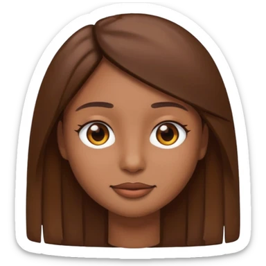 Create a emoji version of me with brown skin color, brown eyes and brown straight hair  sticker