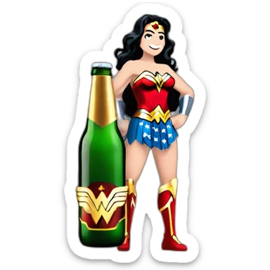 Wonder Woman con botella de cerveza sticker