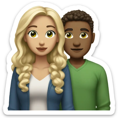 Lightskin man green eyes and blonde woman blue eyes couple sticker