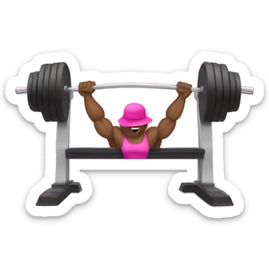 Bench press with pink dumbbells sticker