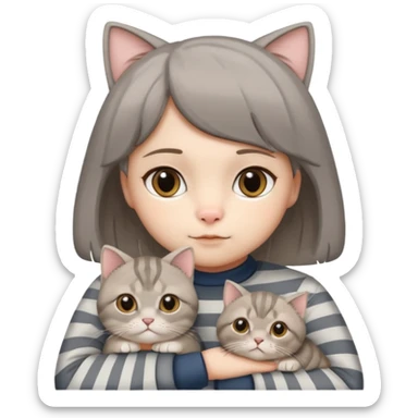A grey striped Scotch fold with folded ears, a cute cat sticker