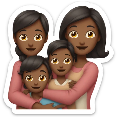 dark-haired, fair-skinned mom with kids sticker