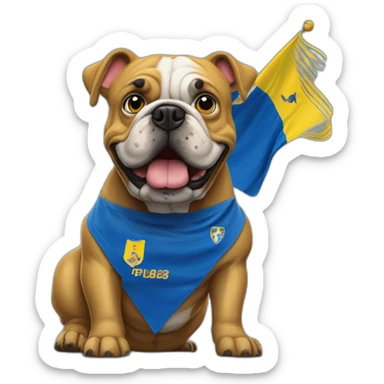 Bull dog Frances negro con bandera Ud las Palmas football sticker