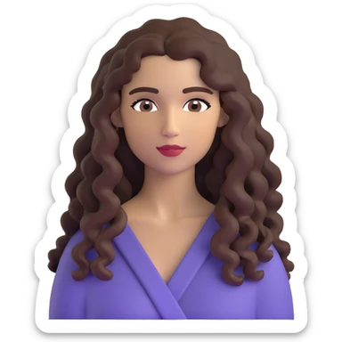 attractive Greek woman with long curly dark brown hair and light skin sticker