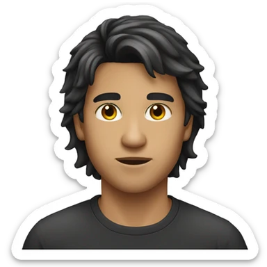 Young man with dark mullet sticker