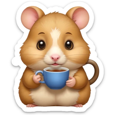 Funny hamster with a cup of tea sticker