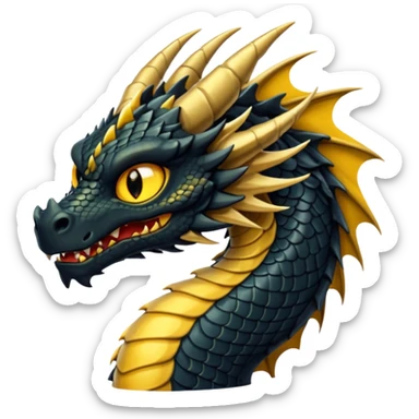Black dragon with yellowish golden stripe scales  sticker