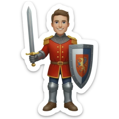 happy knight medieval, full size, RED UNIFORM sticker