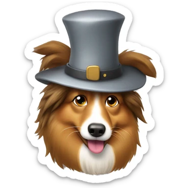 Sable Shetland sheepdog with a poop hat  sticker