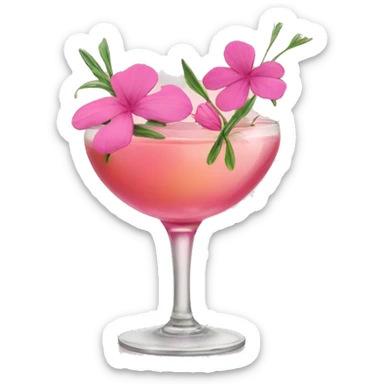 Cocktail with pink flowers sticker