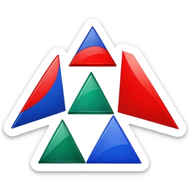 Red triangle , green rectangle , blue oval collage sticker