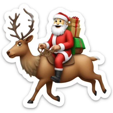 Santa clause riding his reindeer  sticker