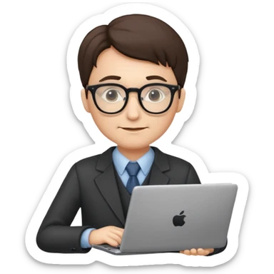 un profesor que este parado con sus lentes y su laptop sticker