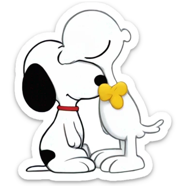 Snoopy kissing Woodstock  sticker