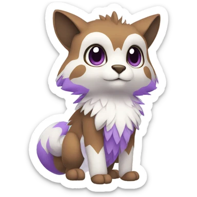 Cute cool brown white purple animal hybrid Fakemon full body sticker