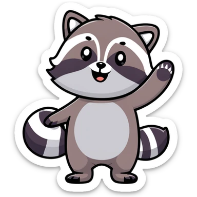 raccoon waving enthusiastically sticker