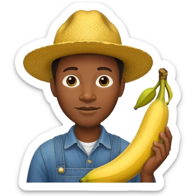 A black farmer with banana sticker
