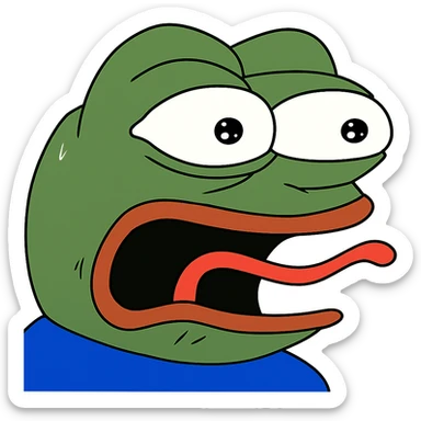 surprised Пэпэ meme with wide eyes and open mouth sticker