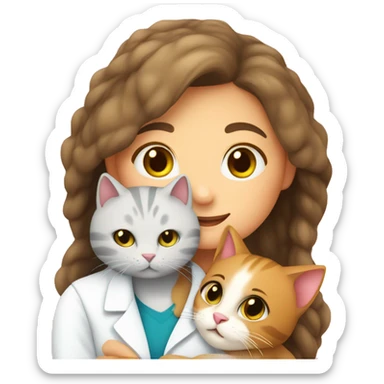 cat cuddles veterinarian girl sticker