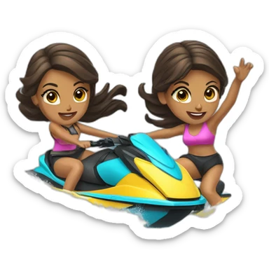 two twin bitches hopping off a jet ski sticker
