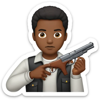 A black guy with a gun  sticker