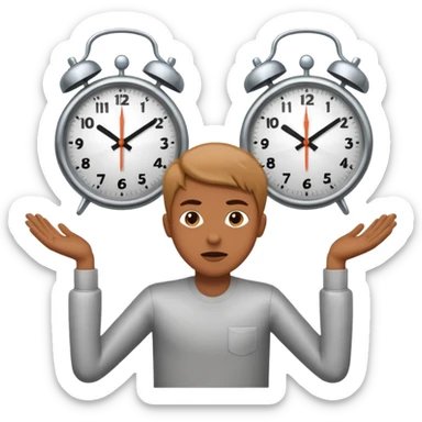 A person being pulled in two opposite directions by clocks sticker