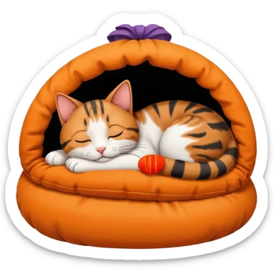 sleeping cat with a FedEx hut on its head sticker