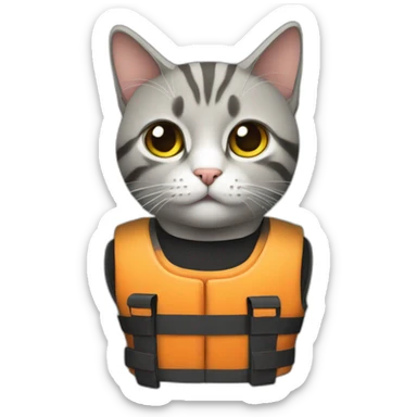 a cat in a bulletproof vest sticker