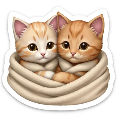 Two kittens snuggling cozy in blanket  sticker