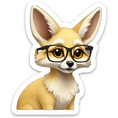 Anthro fennec with glasses, pleading face emoji sticker