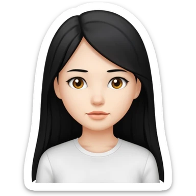 mujer joven con piel blanco y pelo largo negro y lacio sticker
