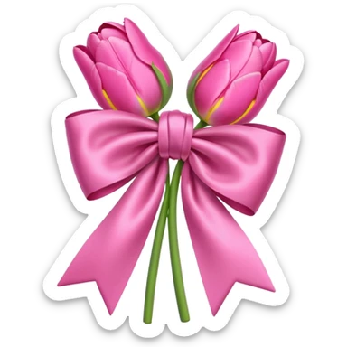 Pink tulips with a bow sticker