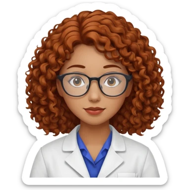 young women pharmacist studying science, curly hair sticker