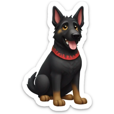 All black German shepherd in a dinosaur costume  sticker