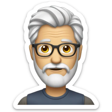 middle aged hipster no hat with beard silver hair sticker