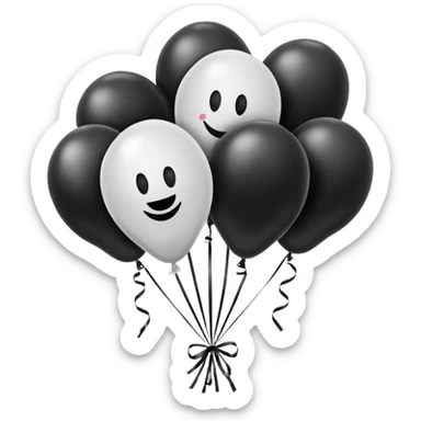 birthday sign in black and white ballons sticker