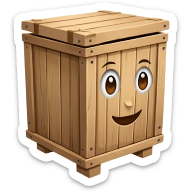 Draw a box made of three non-fruit wooden boards with a front view
 sticker