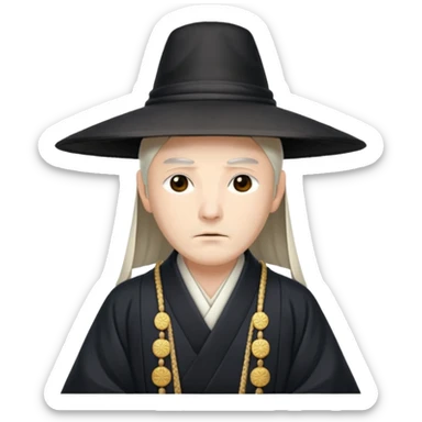Japanese Court Lord Elegant noble in long robes with tall hat, white 
 sticker