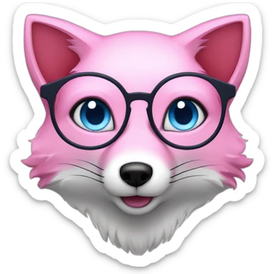 pink fox blue eyes glasses sticker