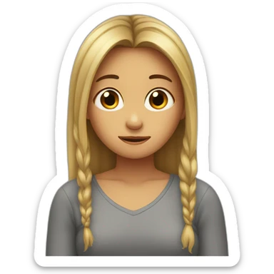 embarrassed girl hiding behind her hair sticker