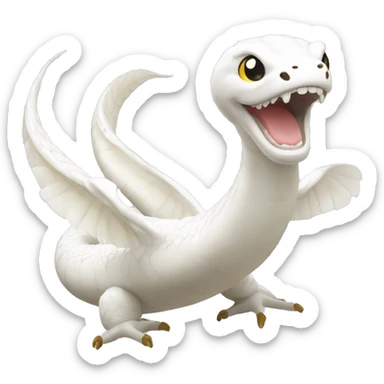 Happy white snake with wings on back sticker