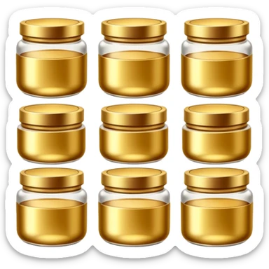 Varios produtos de beleza com tampa dos potes dourados e fundo transparente pra usar como figurinha sticker