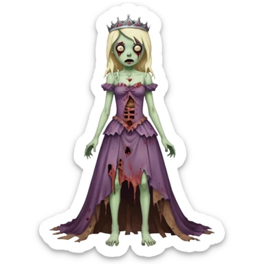 zombie princess full body torn dress sticker