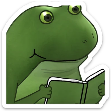 Frog girl reading notebook sticker